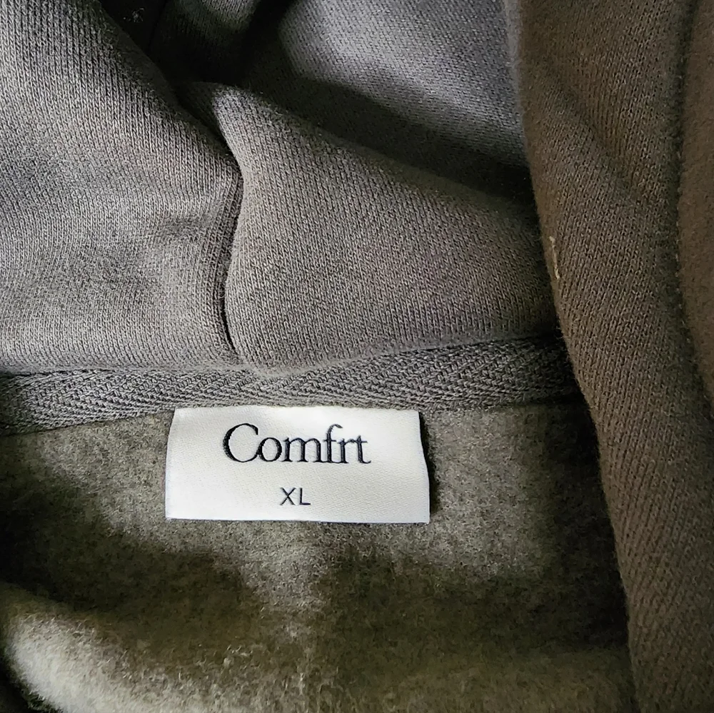 Comfrt Cloud Zip Hoodie Unisex XL Millstone Green Full Zip Oversized - Picture 4 of 7